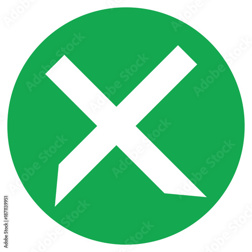 Green circle with white X symbol for forbidden or cancel