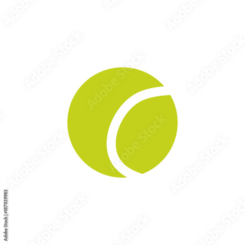Tennis ball logo icon sign. Green realistic design. Sports, fitness activity concept. Elements of equipment for tennis Modern design for brand online shop store market Print for badge emblem poster ad