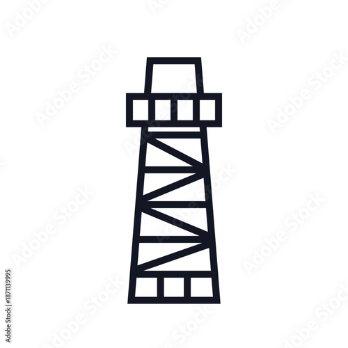 Observation tower to protect the territory logo icon sign. Watch tower with a ladder leading silhouette. Guard post for design of military security or defense. Simple flat design for game, app element