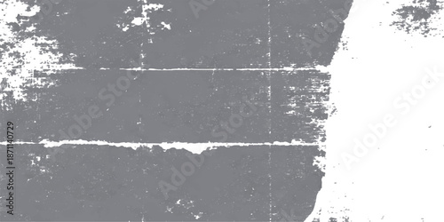 An abstract black and white grunge background featuring a weathered gray texture with rough stone and aged paint patterns on a vintage concrete surface