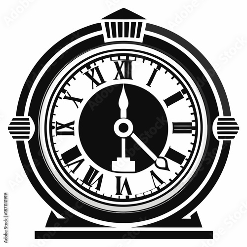 Classic black and white clock design timepiece roman numerals vintage style elegant home decor