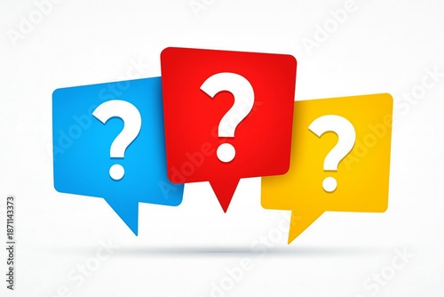 Frequently asked questions with question mark symbol in speech bubbles