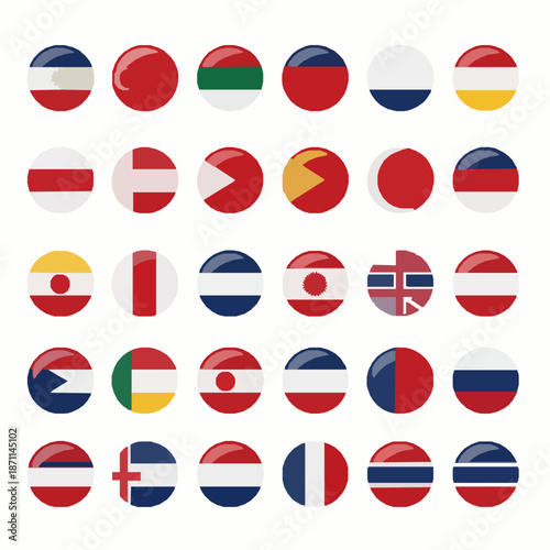 Free Download Minimal round country flag buttons vector icons for UI - GFXLoad