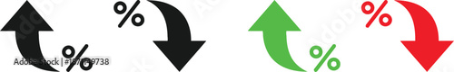 percentage, rate, up, down, finance, economy, return on investment, interest, financial, chart, business, analysis, market, indicators, arrow, stock market, vector, illustration, growth, decline, prof