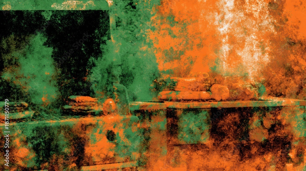 Naklejka premium Backyard Barbecue Scene With Grill Smoke and Food Suggests Summer Gatherings and Celebrations Through Vibrant Colors and Textures in Warm Tones