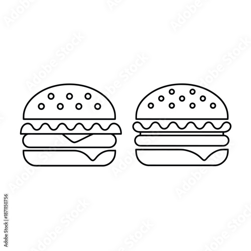 Two simple line drawing burgers side by side
