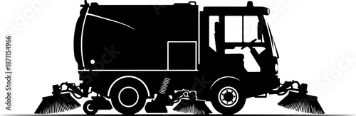 Street Sweeper Truck Silhouette Illustration

Road Cleaning Vehicle Black Icon

Municipal Street Cleaning Truck Silhouette