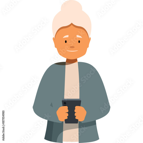 Elderly Woman Holding a Smartphone