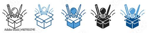 Creativity icon set in multiple styles