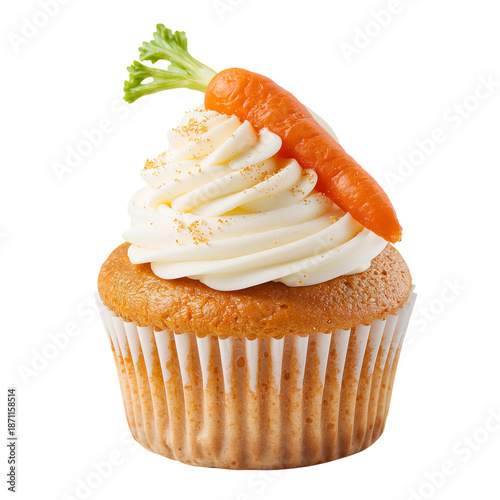 Cupcake With Vanilla Frosting Placed on a White Background Ready to Be Enjoye...