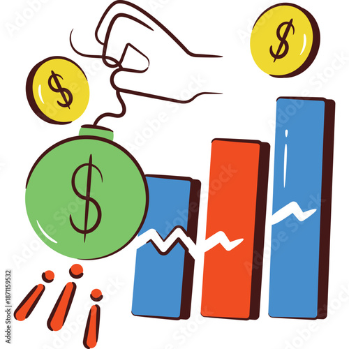 Financial Crisis Bomb and Falling Chart