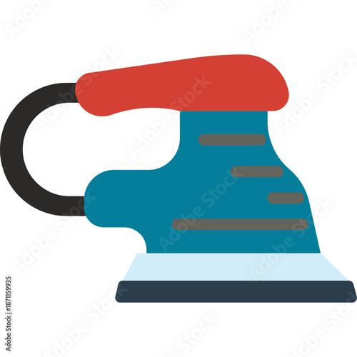 Flat Icon of a Blue Orbital Sander with Red Handle
