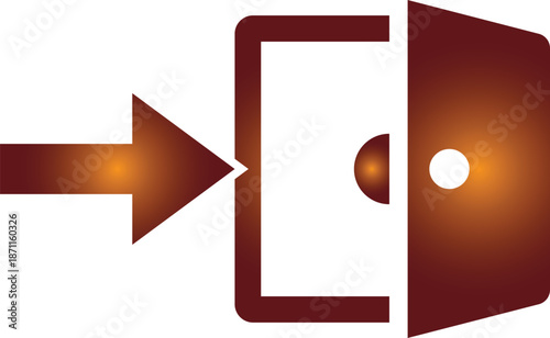 Vector graphic symbolizing focused entry and access, illustrating the principle of breakthrough and successful navigation towards a specific objective or achieving a clear solution