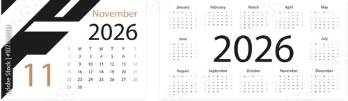 Calendar 2026. November 2026. Tear-off calendar. Personal organizer