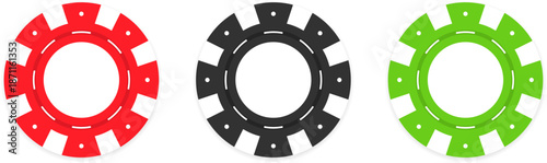 Collection of colorful casino poker chips. Casino chip. Vector