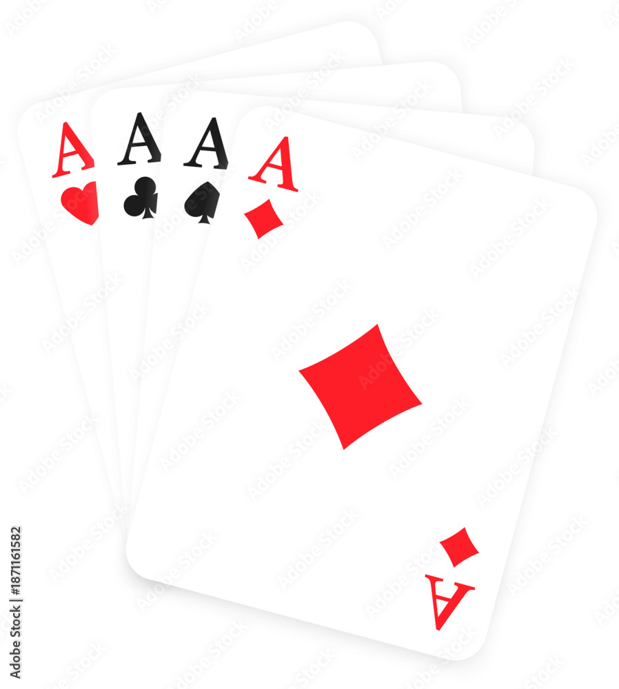 Obraz premium Four playing cards. Playing card suits icon. Vector