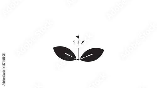Minimalist sprouting seedling icon with two leaves representing growth and renewal.