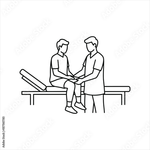 Illustrative eps icon for physical therapy focusing on knee treatment