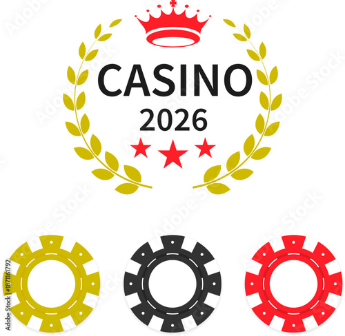 Collection of colorful casino poker chips. Casino chip. Vector