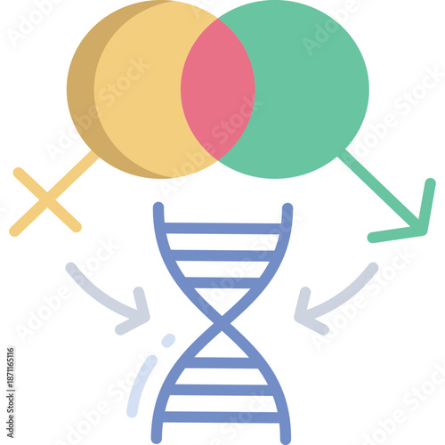 Gender Symbols and DNA Helix Icon