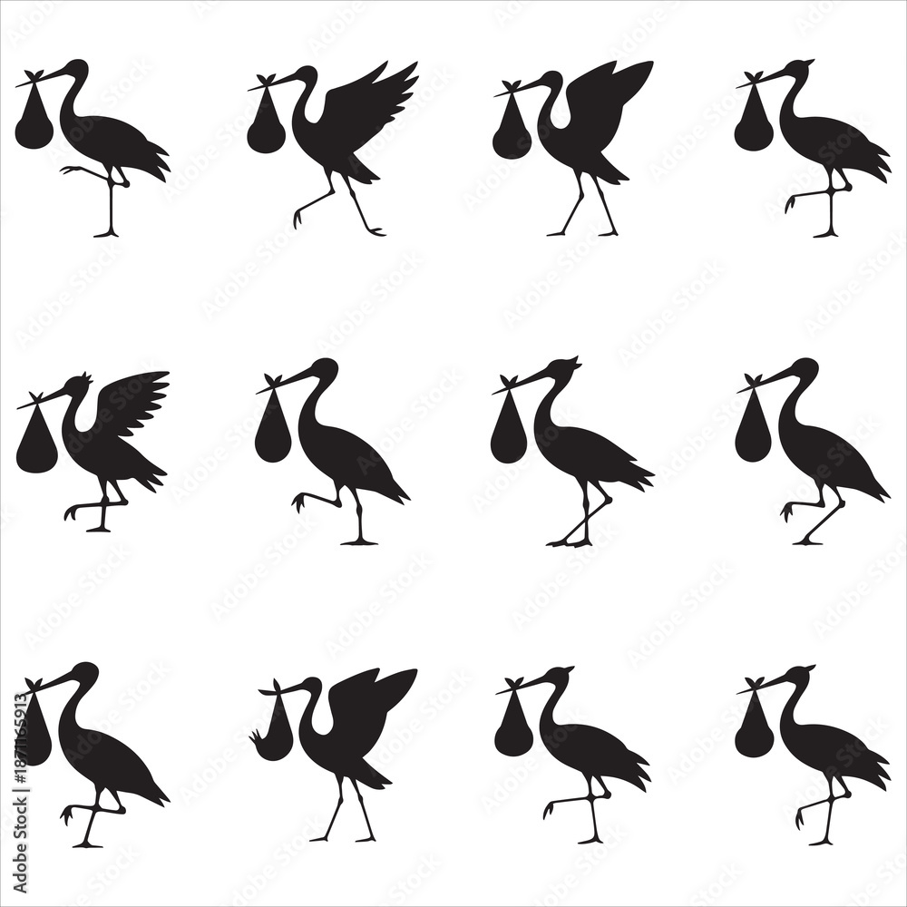 Obraz premium Stork Bird Svg Clip Art