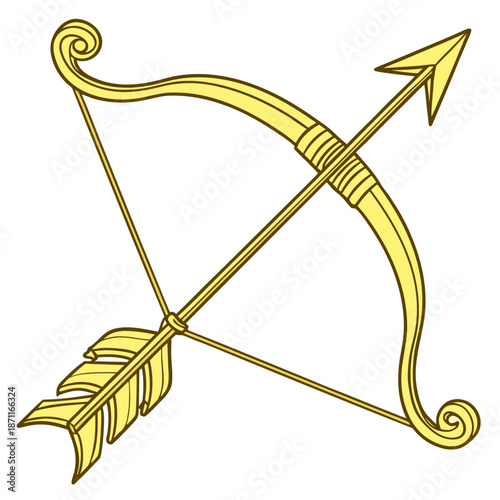 Gold bow and arrow sagittarius symbol zodiac