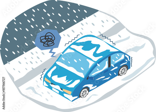 雪で動けなくなる車