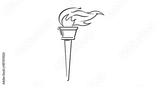 Elegant torch design with burning flame a striking silhouette on transparent background