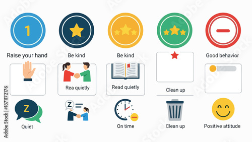 A colorful vector graphic illustration of various icons representing kindness and community service