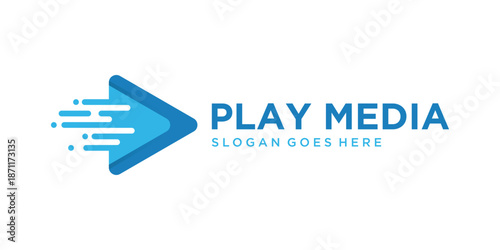 Play button logo design for digital media services