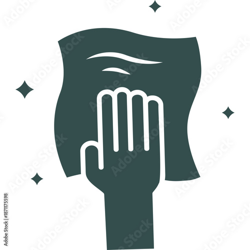 Hand cleaning surface with cloth icon