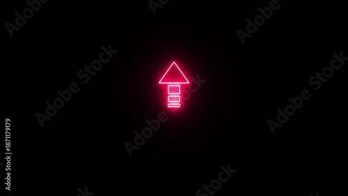 Directional sign arrow points to the up, Abstract purple directional neon arrow icon animation. neon arrow loading animation.