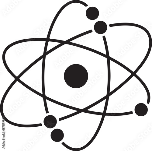 Atomic Energy Symbol – Minimalist Atom Icon for Science, Physics, Chemistry, Nuclear, and Education Themes