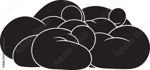 Black stones or pebbles illustration on white background