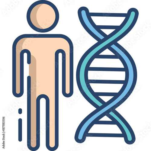 Human Figure and DNA Strand Icon