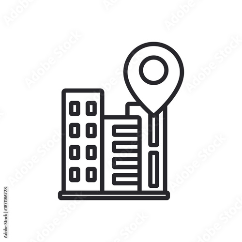 town icons outline and Flat Style,transparent background