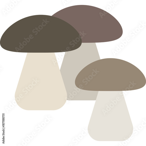 Illustration of Three Stylized Mushrooms