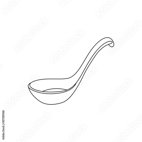 Minimalist Soup Ladle Kitchen Utensil line art Illustration. Large Serving Spoon