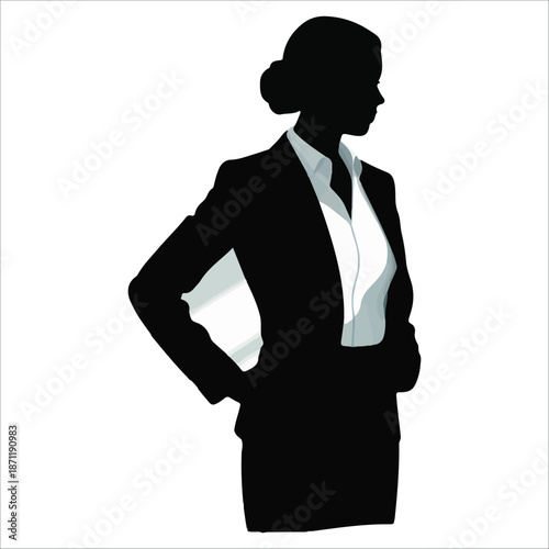 Administrative assistant silhouette vector Confident businesswoman silhouette