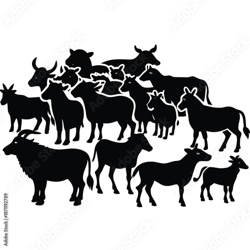 Big mammals of the northern lands vector silhouettes collection