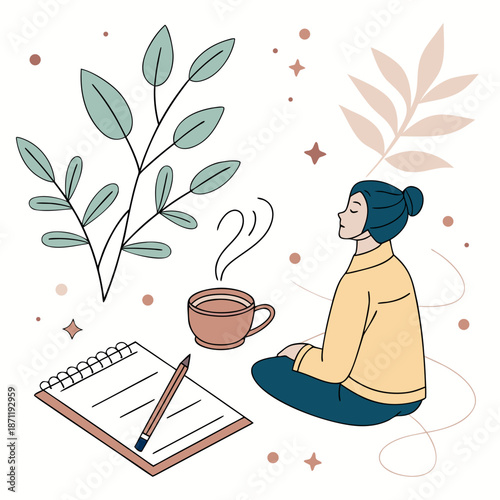 Relaxing moment with coffee and journal