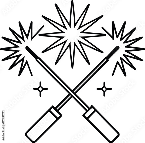 Welding tools illustration with sparks effect 