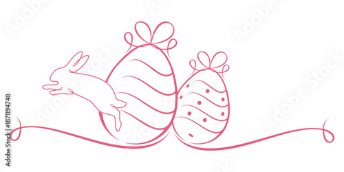 Line art style Easter eggs with bunnies.eps