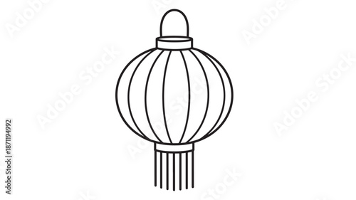 Simple black outline of a hanging lantern ideal for design use on transparent background silhouette