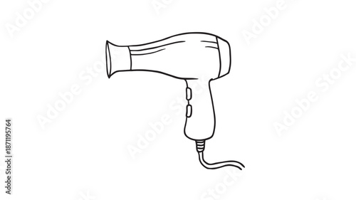 Simple hair dryer sketch illustration on transparent background silhouette