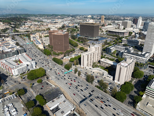 Wallpaper Mural Los Angeles Downtown 110 Freeway Aerial Shot California USA Torontodigital.ca
