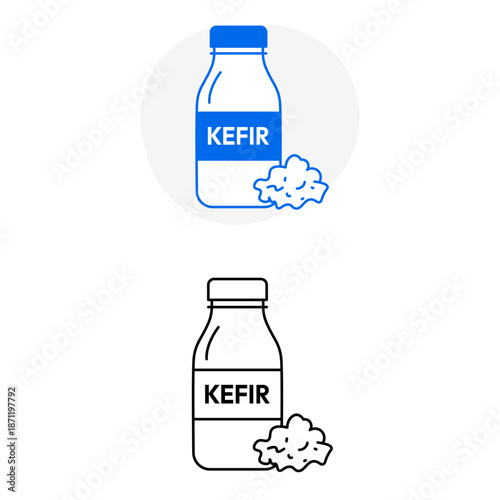 Kefir bottle probiotic dairy nutrition concept icon with editable stroke.