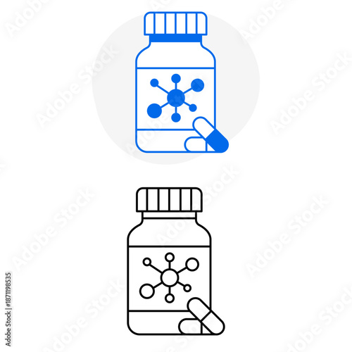 Prebiotic supplement bottle for gut health icon with editable stroke.