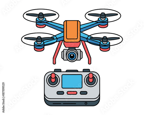 Modern drone with remote control aerial photography device
