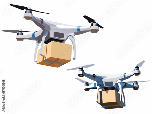 Drones efficiently delivering packages with cardboard boxes